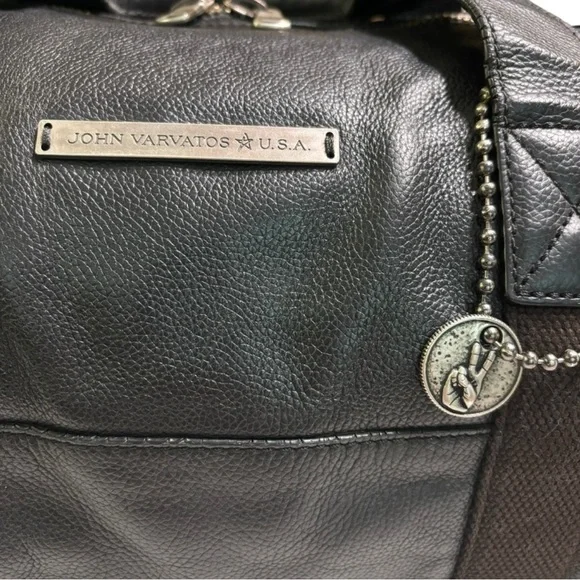 John Varvatos Dark Leather Duffel Bag - Picture 3 of 15